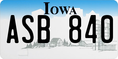 IA license plate ASB840
