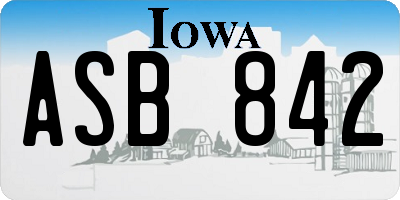 IA license plate ASB842