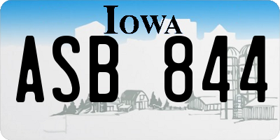IA license plate ASB844