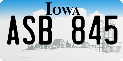 IA license plate ASB845