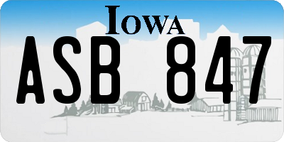 IA license plate ASB847