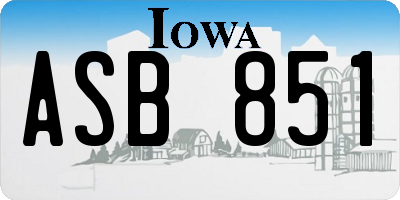 IA license plate ASB851