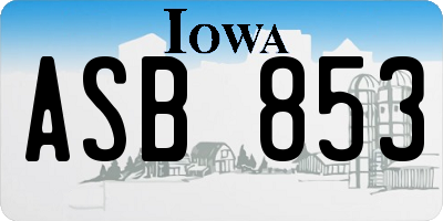 IA license plate ASB853