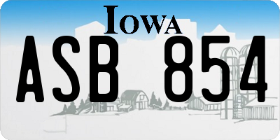 IA license plate ASB854