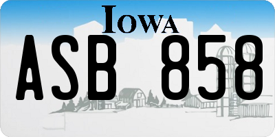 IA license plate ASB858