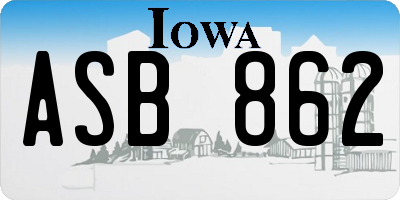 IA license plate ASB862