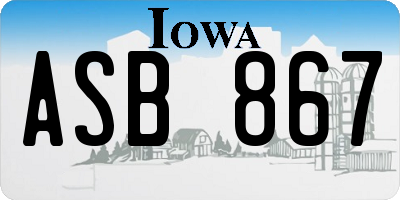 IA license plate ASB867