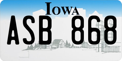 IA license plate ASB868