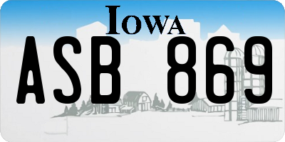 IA license plate ASB869