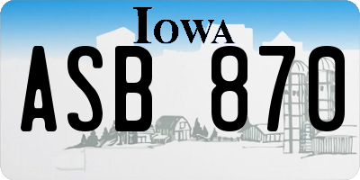 IA license plate ASB870
