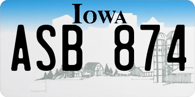 IA license plate ASB874