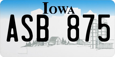 IA license plate ASB875