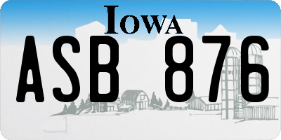 IA license plate ASB876