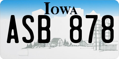 IA license plate ASB878