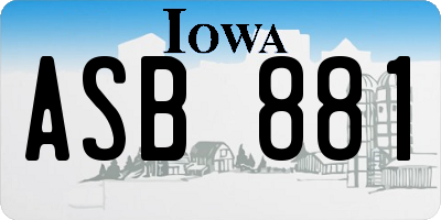 IA license plate ASB881