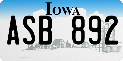 IA license plate ASB892