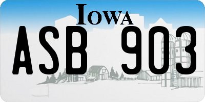 IA license plate ASB903