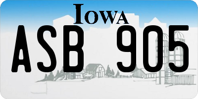 IA license plate ASB905