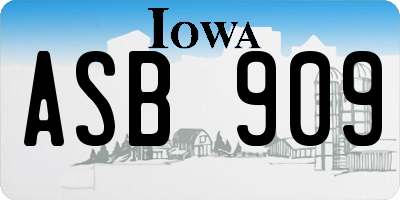IA license plate ASB909