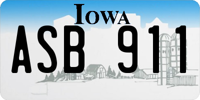 IA license plate ASB911