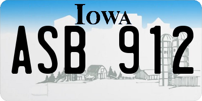 IA license plate ASB912