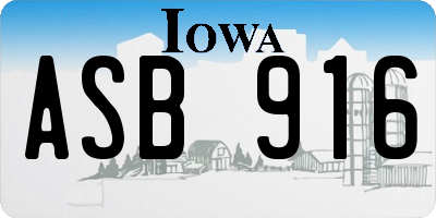 IA license plate ASB916