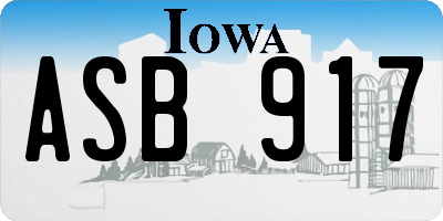 IA license plate ASB917