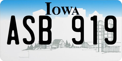 IA license plate ASB919