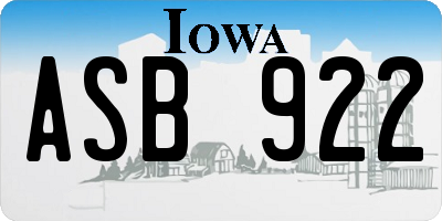 IA license plate ASB922
