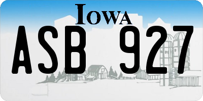 IA license plate ASB927