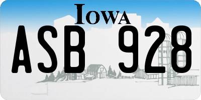 IA license plate ASB928