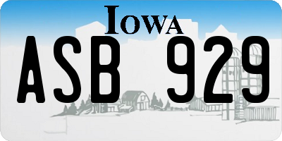 IA license plate ASB929
