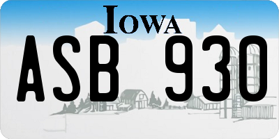 IA license plate ASB930