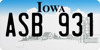 IA license plate ASB931