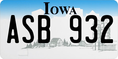 IA license plate ASB932