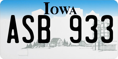 IA license plate ASB933