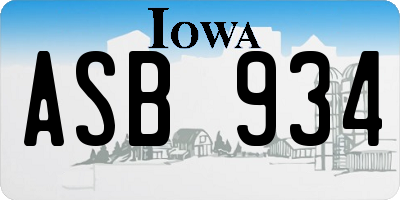 IA license plate ASB934