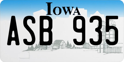 IA license plate ASB935