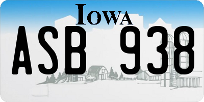 IA license plate ASB938