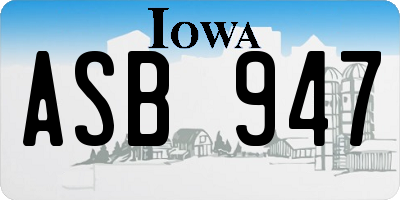 IA license plate ASB947