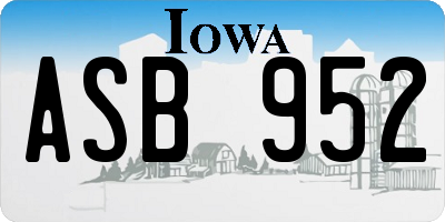 IA license plate ASB952