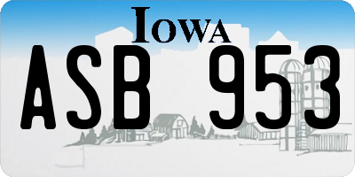 IA license plate ASB953