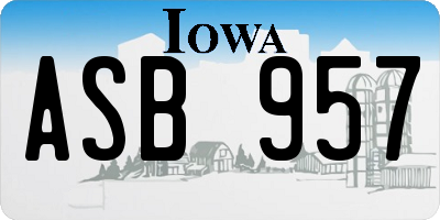 IA license plate ASB957