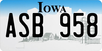 IA license plate ASB958
