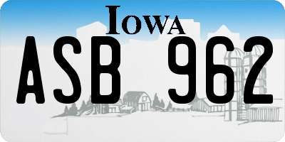 IA license plate ASB962