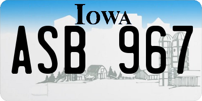 IA license plate ASB967