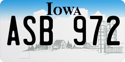 IA license plate ASB972