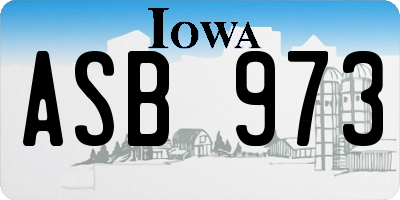 IA license plate ASB973