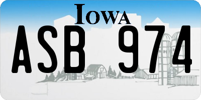 IA license plate ASB974