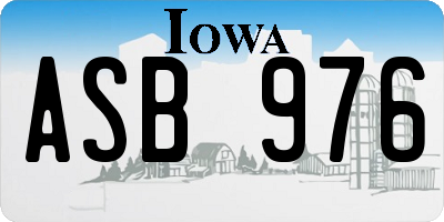 IA license plate ASB976